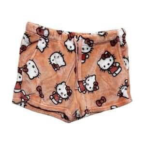 Hello Kitty Womens Lounge Shorts M Peach Cozy Plush Fleece Kawaii Coquette Y2K